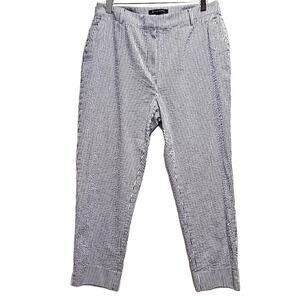 Brooks Brothers Blue & White Vertical Striped Cropped Pants 4 Pockets Wmn Sz 12